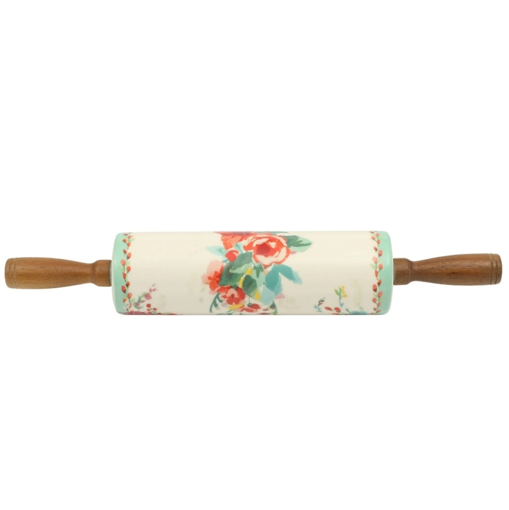 ❤️ New Pioneer Woman Painted Meadow  Floral Rolling Pin